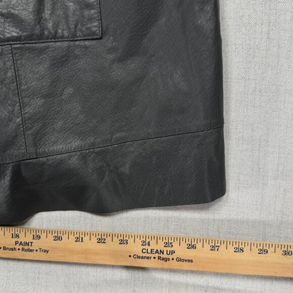 Vintage Jessica London Leather Jacket Black Long Zip Front Plus Size 22 - Picture 10 of 13